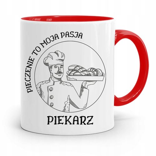 Kubek Czerwony Dla Piekarza Pieczenie To Pasja Z Nadrukiem Ze Zdjęciem na Arena.pl