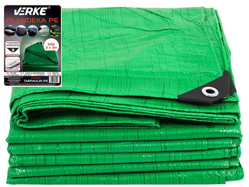 PLANDEKA UNIWERSALNA 2x3 M ZIELONA VERKE V50000 60 g/m WZMACNIANE NAR na Arena.pl