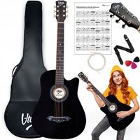 KLASYCZNA GITARA AKUSTYCZNA 4/4 ZESTAW KOSTKI PASEK STRUNY POKROWIEC AKORDY