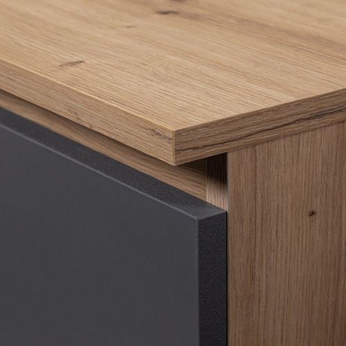 Szafka nocna CL3 40 cm 3 szuflady do sypialni - Dąb Artisan Szara na Arena.pl