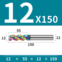 Frez 3 Ostrzowy z Węglika Spiekanego z Powłoką DLC Rozmiar: Ø12x55x12Dx150L