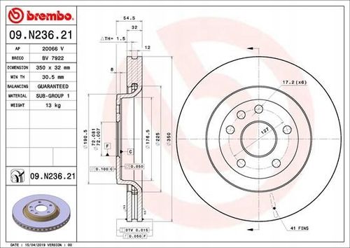 TARCZA HAM PRZOD 350X32 V BREMBO na Arena.pl