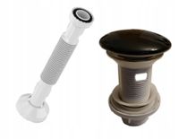 CZARNY KOREK KLIK KLAK CERAMIKA Z PRZELEWEM +SYFON