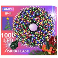 LAMPKI CHOINKOWE 1000 LED STAŁE + FLASH ZEWNĘTRZNE BŁYSK IP44 MULTIKOLOR