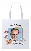 Donald Tusk Platforma Torba Eco Biała Shopper Z Nadrukiem Ze Zdjęciem