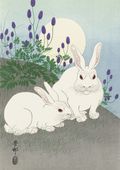 Plakat 29,7x42cm Rabbits at Full Moon, Koson Japoński Vintage do Salonu