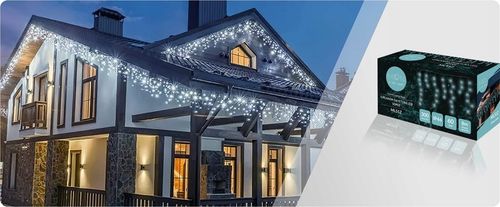 LAMPKI CHOINKOWE ŚWIĄTECZNE SOPLE Z EFEKTEM FLASH ZEWNĘTRZNE 8M 300 LED na Arena.pl