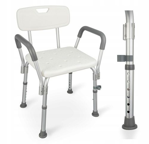 TABORET POD PRYSZNIC KRZESŁO PRYSZNICOWE STOŁEK ALUMNIOWY OPARCIE UCHWYTY na Arena.pl