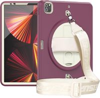 Etui do iPad Pro 11/Air 5/4 z Podstawką i Paskiem na Ramię Bordowe