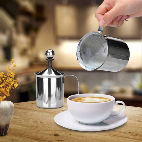 SPIENIACZ DO MLEKA RĘCZNY STALOWY GARNEK UBIJAK 400 ML na Arena.pl