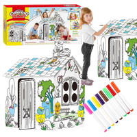 Zestaw Artstyczny Duży Domek Kartonowy Do Malowania Składania Dinozaury Xx