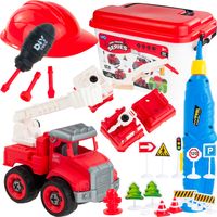 MAŁY STRAŻAK ZESTAW MAŁEGO STRAŻAKA POJAZDY AUTKA WÓZ AKCESORIA HEŁM 4 W 1