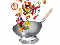 2w1 HQ WOK CHIŃSKI PATELNIA KUTA STALOWA 33CM + PIERŚCIEŃ PODSTAWKA DO WOKA