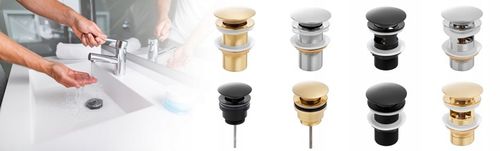 Korek umywalkowy klik klak automatyczny bez przelewu srebrny chrom YOKA na Arena.pl