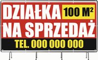 BANER REKLAMOWY 300x150cm oczkowany projekt w cenie DZIAŁKA NA SPRZEDAŻ