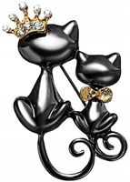 Broszka elegancka Kot kotki czarna pin cyrkonie  F65_A