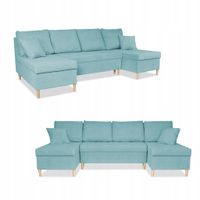 Narożnik Wigo BIG rozkładany z funkcją spania Family Meble welur turkusowy