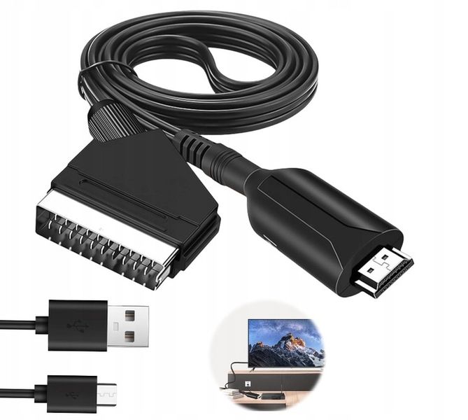 Kabel adapter konwerter z Euro HDMI do Scart zdjęcie 1