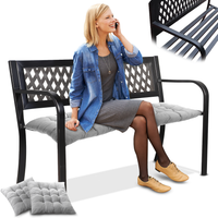 ŁAWKA OGRODOWA ŁAWECZKA METALOWA PARKOWA SOLIDNA NA TARAS BALKON + PODUSZKI