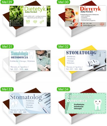 Wizytówki firmowe Foliowane 1000 szt duży wybór STOMATOLOGIA ORTODONCJA na Arena.pl