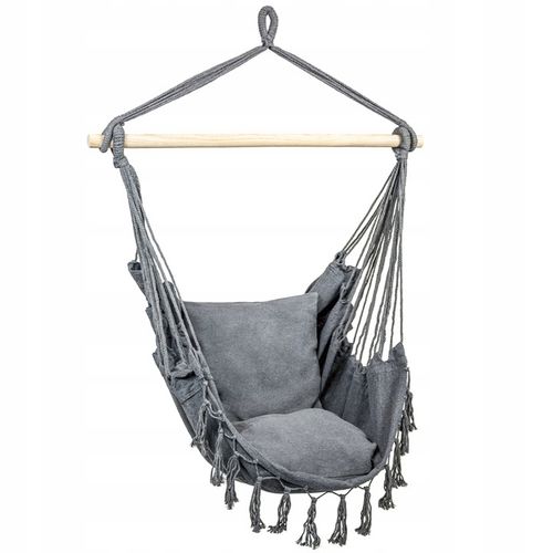 KRZESŁO BRAZYLIJSKIE FOTEL WISZĄCY HAMAK HUŚTAWKA NA BALKON BOHO +PODUSZKI na Arena.pl