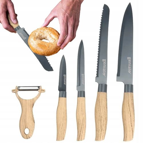 KOMPLET ZESTAW 4 NOŻY KUCHENNYCH + OBIERACZKA NOŻE KUCHENNE BARDZO OSTRE na Arena.pl