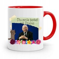 Kubek Czerwony Śmieszny Pis Jarosław Kaczyński Z Nadrukiem Ze Zdjęciem