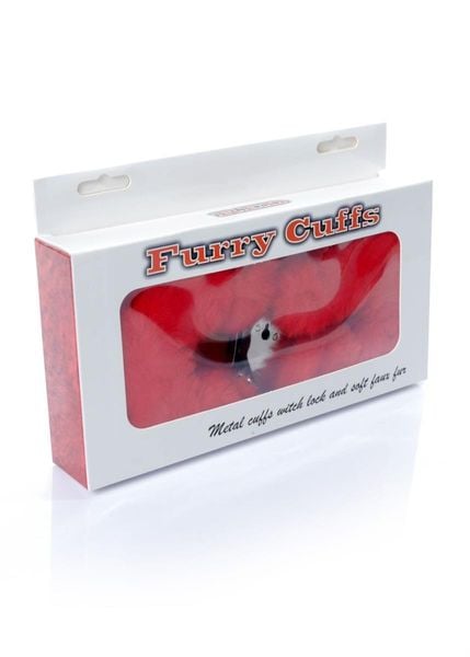 Kajdanki Fetish B - Series- Furry Cuffs Red zdjęcie 5