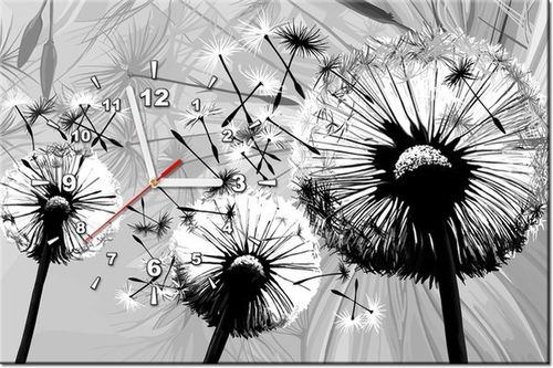 60CM 40CM ZEGAR OBRAZ BIAŁE DMUCHAWCE SZARYM TLE DRUK PŁÓTNO RAMA na Arena.pl