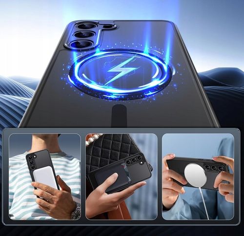 Etui do SAMSUNG S23 5G do MagSafe CZARNY MAT Szkło z czytnikiem linii na Arena.pl