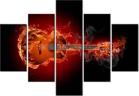 70 100CM OBRAZ 5 ELEM PŁONĄCA GITARA DRUK PŁÓTNO