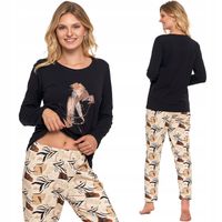 DAMSKA PIŻAMA Z DŁUGIM RĘKAWEM BAWEŁNIANA LUŹNA MORAJ R.XL