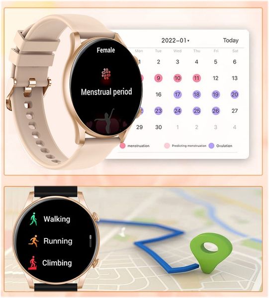 SMARTWATCH ZEGAREK DAMSKI POLSKIE MENU ROZMOWY ZDROWIE SPORT AMOLED 4 PASKI zdjęcie 11
