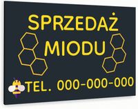 Tabliczka znak informacyjny 30x20 Antracyt SPRZEDAŻ MIODU Aluminiowa