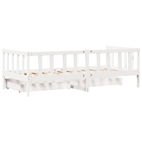 Łóżko dzienne z szufladami, białe, 80x200 cm, drewno sosnowe na Arena.pl