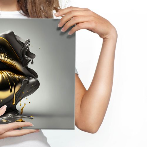 Obraz Ścienny ABSTRAKCYJNE Złote Usta Modny Wzór Efekt 3D 120cm x 80cm na Arena.pl