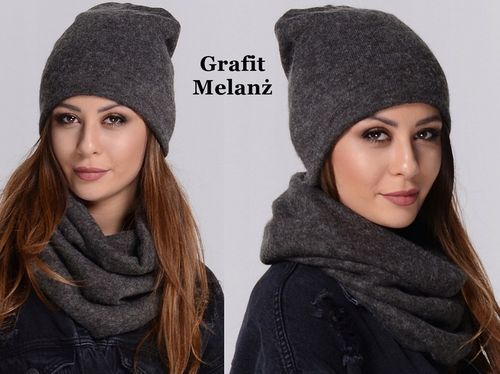 POLSKI Komplet CZAPKA + KOMIN Tunel Szal KOLORY Zestaw damski MODNY na Arena.pl