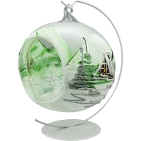 Bombka choinkowa szklana: Bombka Lampion ze stojakiem: zielony