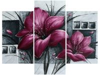 70 90CM OBRAZ 3 ELEM MAKOWY DUET ŚCIENNY PŁÓTNO