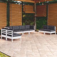 Emaga 8-cz. zestaw wypoczynkowy do ogrodu, z poduszkami, lita sosna