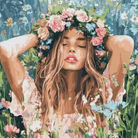 Malowanie po numerach - Dziewczyna z wieńcem