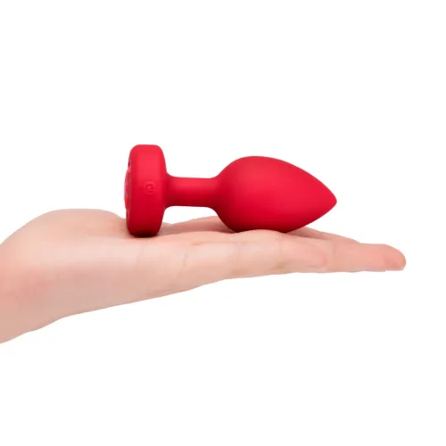 b-vibe heart plug m/l red - silikonowy model intymny z pilotem na Arena.pl
