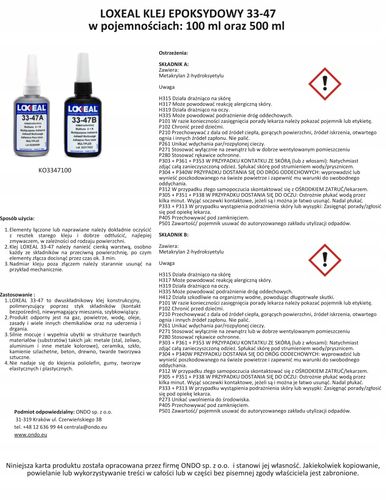 KLEJ METAKRYLOWY LOXEAL 33-47 A+B 100 ml na Arena.pl