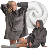 Bluza z kapturem koc kocobluza gruba oversize ciepła na zimę szara