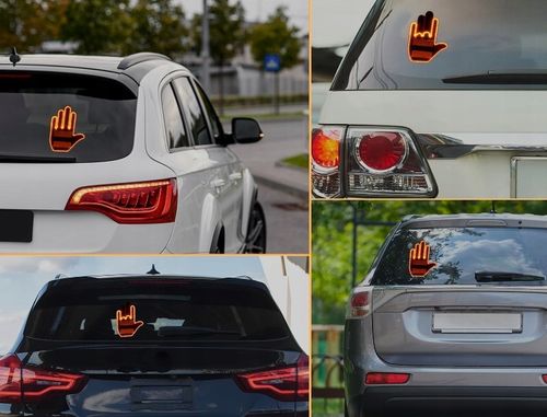 RĘKA LED NA TYLNĄ SZYBĘ SAMOCHODU SYGNALIZATOR GESTÓW ŚRODKOWY PALEC KCIUK na Arena.pl