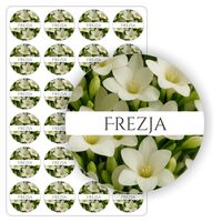 NAKLEJKI etykietki nalepki FREZJA rękodzieło mydła świece 24szt.