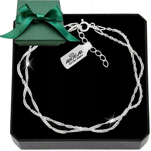 BRANSOLETKA DAMSKA SREBRNA PODWÓJNA SINGAPUR NA RĘKĘ REGULOWANA SREBRO 925 na Arena.pl