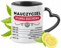 Kubek Czarny Z Uszkiem W Kształcie Serca Dla Nauczyciela Idealny Na Prezent