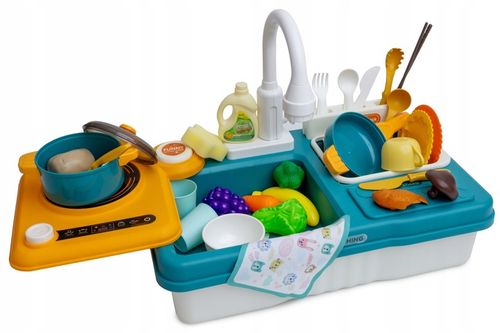 ZLEW ZLEWOZMYWAK kuchenka kuchnia dla dzieci palnik kran z wodą GARNKI 31el na Arena.pl