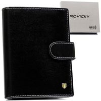 czarny skórzany portfel męski z rfid - rovicky